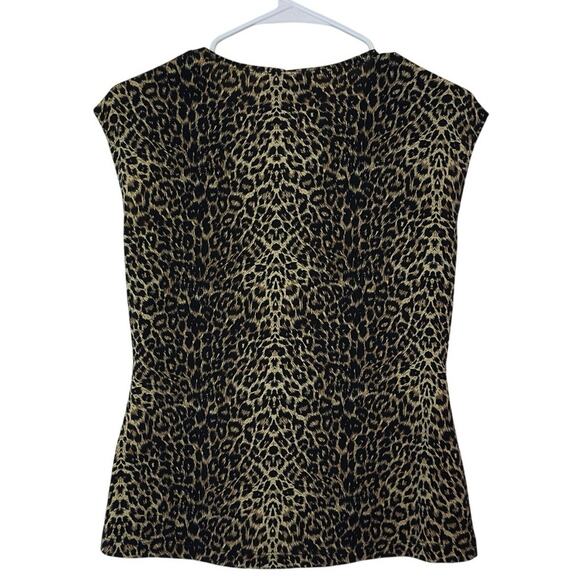 Mary Kay GK Direct Women’s Fitted Leopard Print Blouse Size XS Black Tan Dressy - Picture 2 of 6